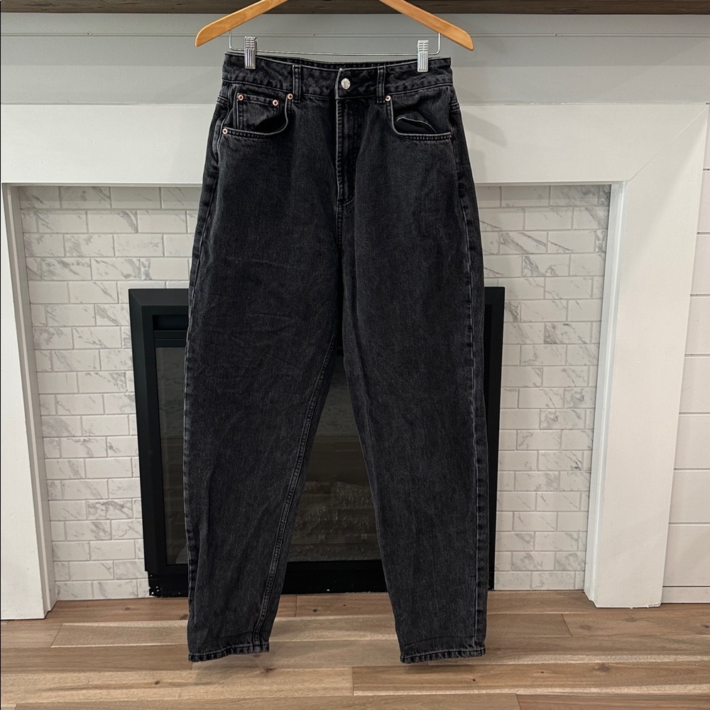 ASOS Design high rise straight leg black Charcoal Denim jeans 2 for $20